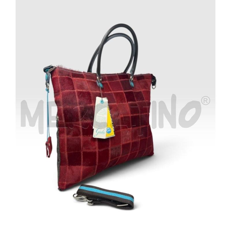 BORSA DONNA GABS PATCHWORK ROSSA CAVALLINO + TESSUTO | Mercatino dell'Usato Rivoli 1