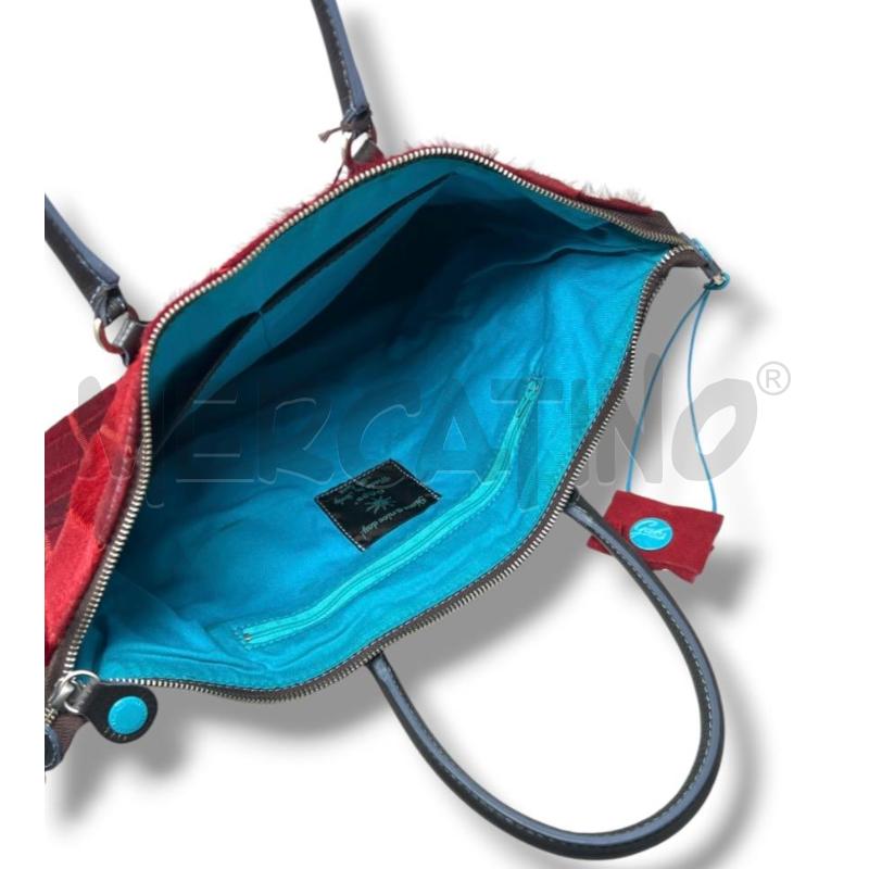 BORSA DONNA GABS PATCHWORK ROSSA CAVALLINO + TESSUTO | Mercatino dell'Usato Rivoli 4