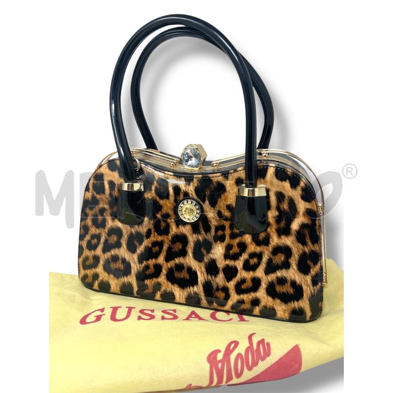 BORSA DONNA GUSSACI RIGIDA LEOPARDATA LUCIDA CHIUSURA GIOIELLO | Mercatino dell'Usato Rivoli 1