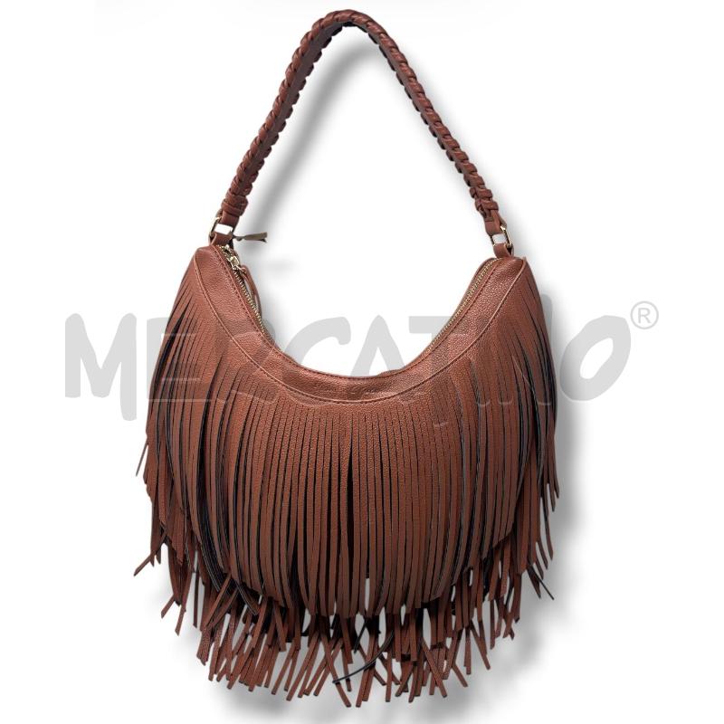 BORSA DONNA MANILA GRACE MARRONE ECOPELLE FRANGE | Mercatino dell'Usato Rivoli 2