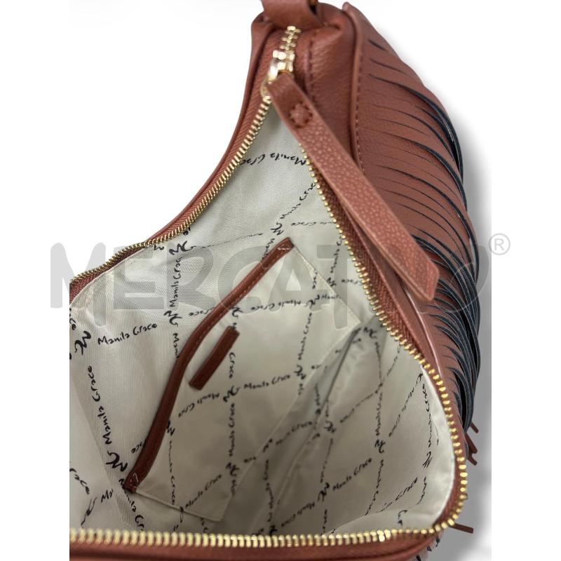 BORSA DONNA MANILA GRACE MARRONE ECOPELLE FRANGE | Mercatino dell'Usato Rivoli 4