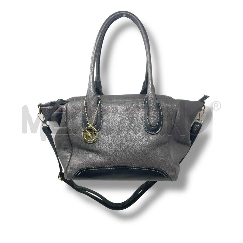 BORSA DONNA NARDINI PELLE GRIGIO INSERTI NERI | Mercatino dell'Usato Rivoli 1