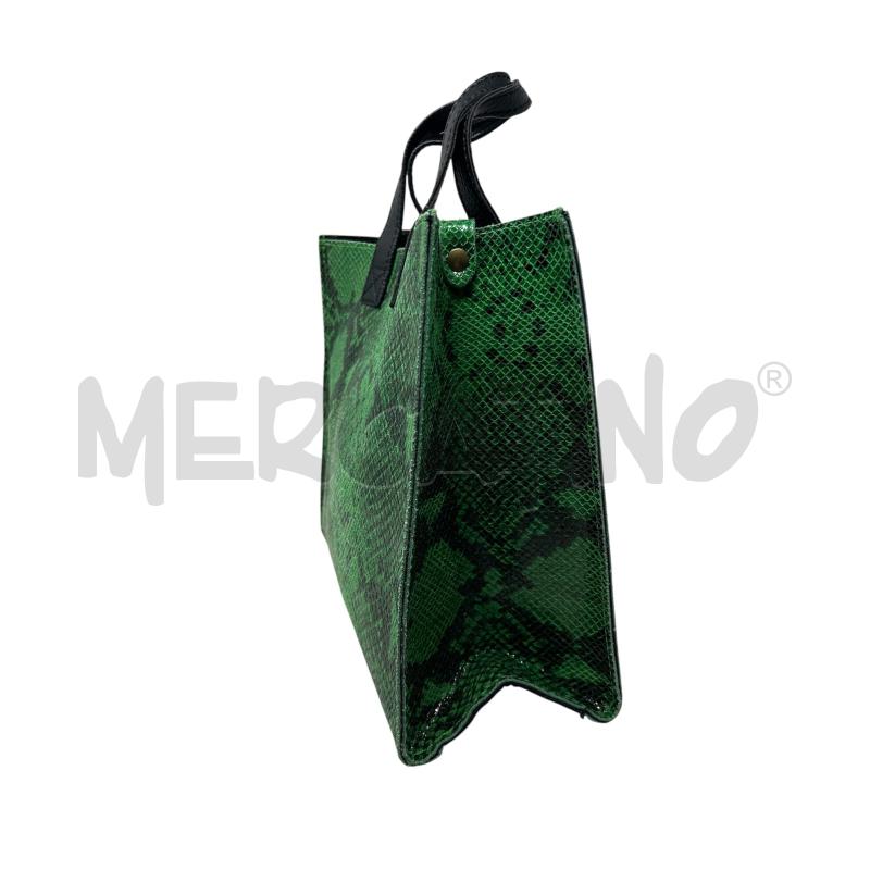 BORSA DONNA PELLE VERDE STAMPA RETTILE  | Mercatino dell'Usato Rivoli 2