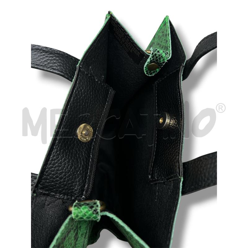 BORSA DONNA PELLE VERDE STAMPA RETTILE  | Mercatino dell'Usato Rivoli 3
