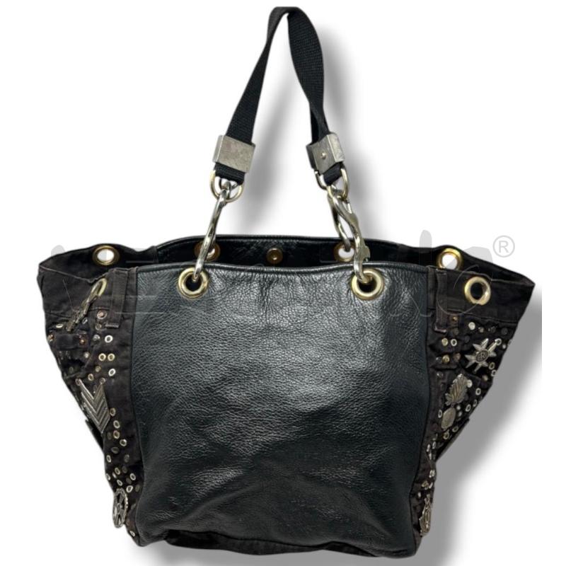 BORSA DONNA REBECCA J NERA PELLE BORCHIE E SPILLE  | Mercatino dell'Usato Rivoli 1