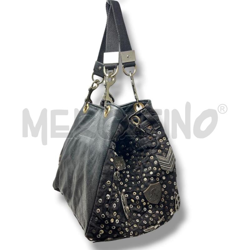 BORSA DONNA REBECCA J NERA PELLE BORCHIE E SPILLE  | Mercatino dell'Usato Rivoli 3
