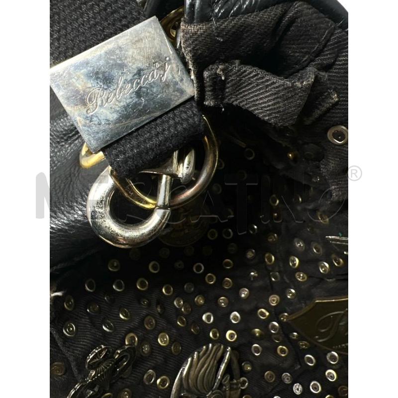 BORSA DONNA REBECCA J NERA PELLE BORCHIE E SPILLE  | Mercatino dell'Usato Rivoli 4