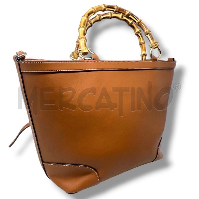 BORSA DONNA ROBERTA DI CAMERINO MARRONE MANICI IN BAMBOO | Mercatino dell'Usato Rivoli 3