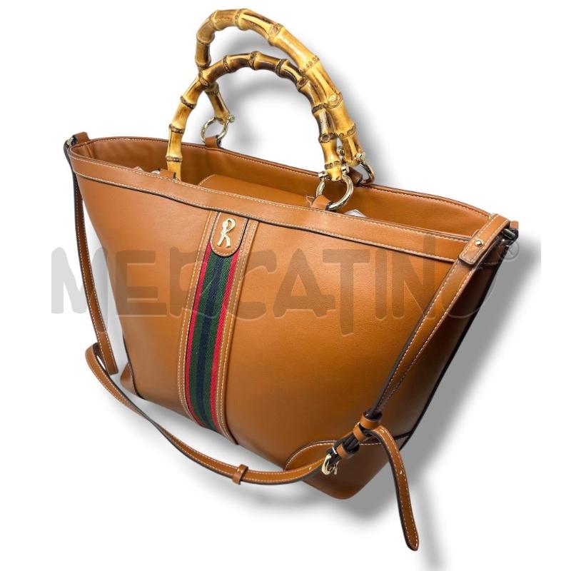 BORSA DONNA ROBERTA DI CAMERINO MARRONE MANICI IN BAMBOO | Mercatino dell'Usato Rivoli 4