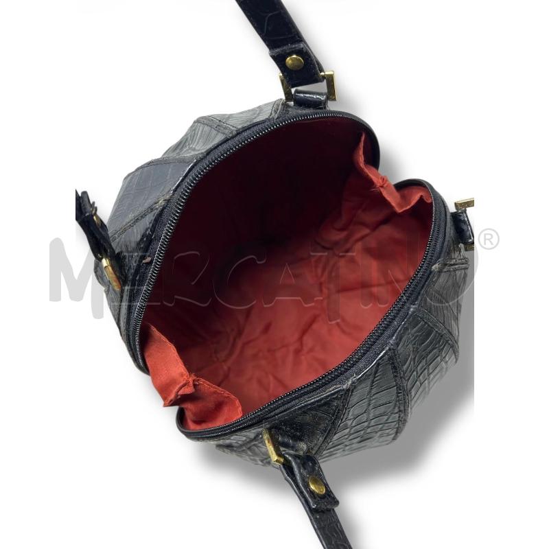 BORSA DONNA SFERICA NERA PELLE STAMPA COCODRILLO | Mercatino dell'Usato Rivoli 3
