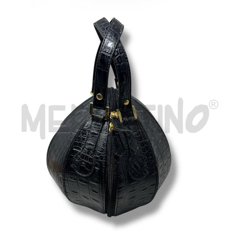 BORSA DONNA SFERICA NERA PELLE STAMPA COCODRILLO | Mercatino dell'Usato Rivoli 4