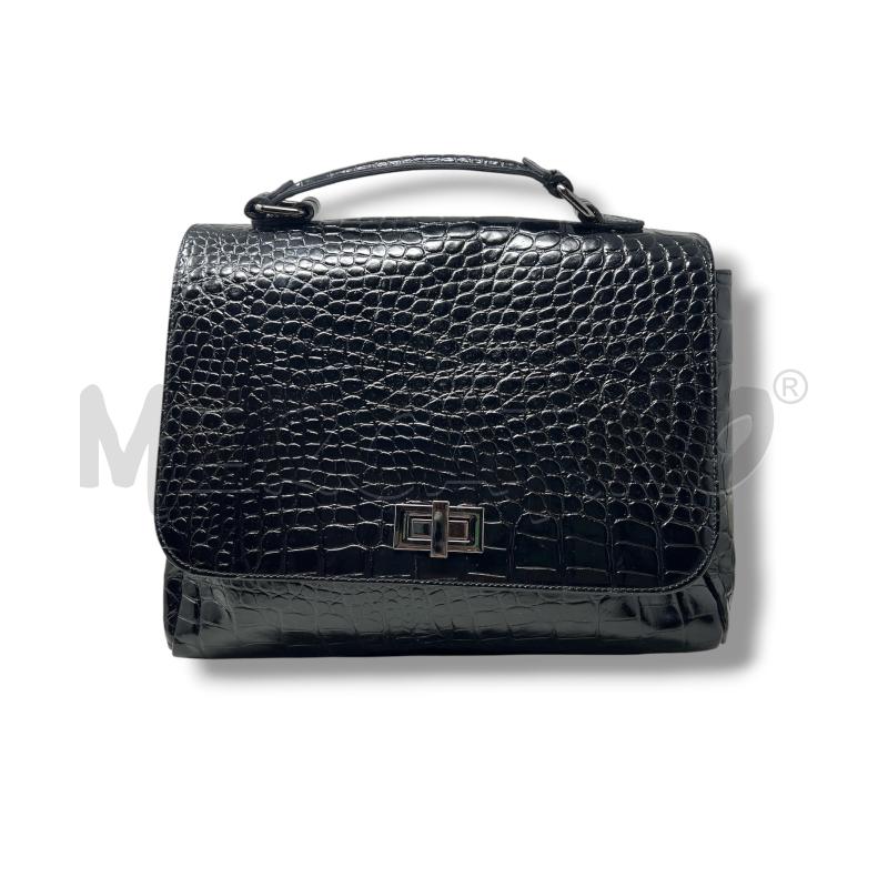 BORSA DONNA SOLINDA NERA PELLE STAMPA COCCO  | Mercatino dell'Usato Rivoli 1