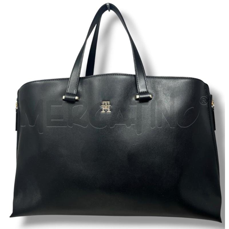 BORSA DONNA TOMMY HILFIGER NERA SIMILP MANICI TESSUTO | Mercatino dell'Usato Rivoli 1