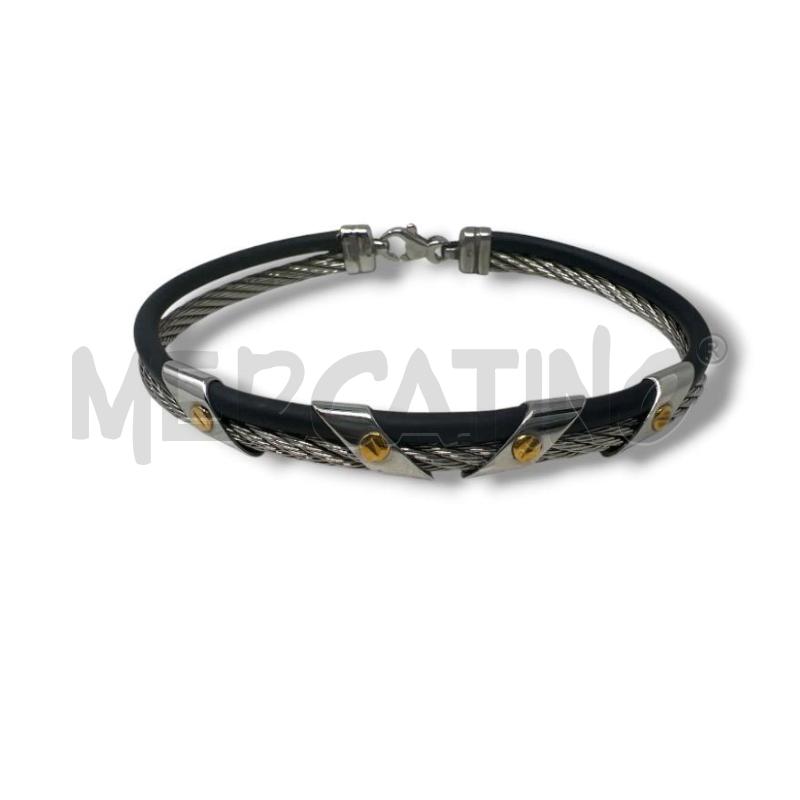 BRACCIALE UOMO CAUCCIU CHIUSURA ARG 4 PUNTI ORO | Mercatino dell'Usato Rivoli 1