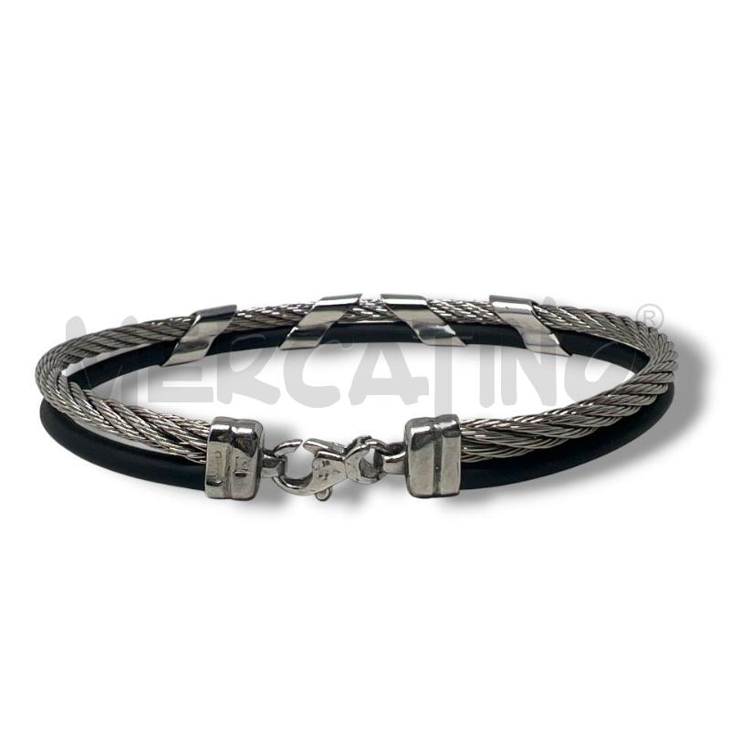 BRACCIALE UOMO CAUCCIU CHIUSURA ARG 4 PUNTI ORO | Mercatino dell'Usato Rivoli 2