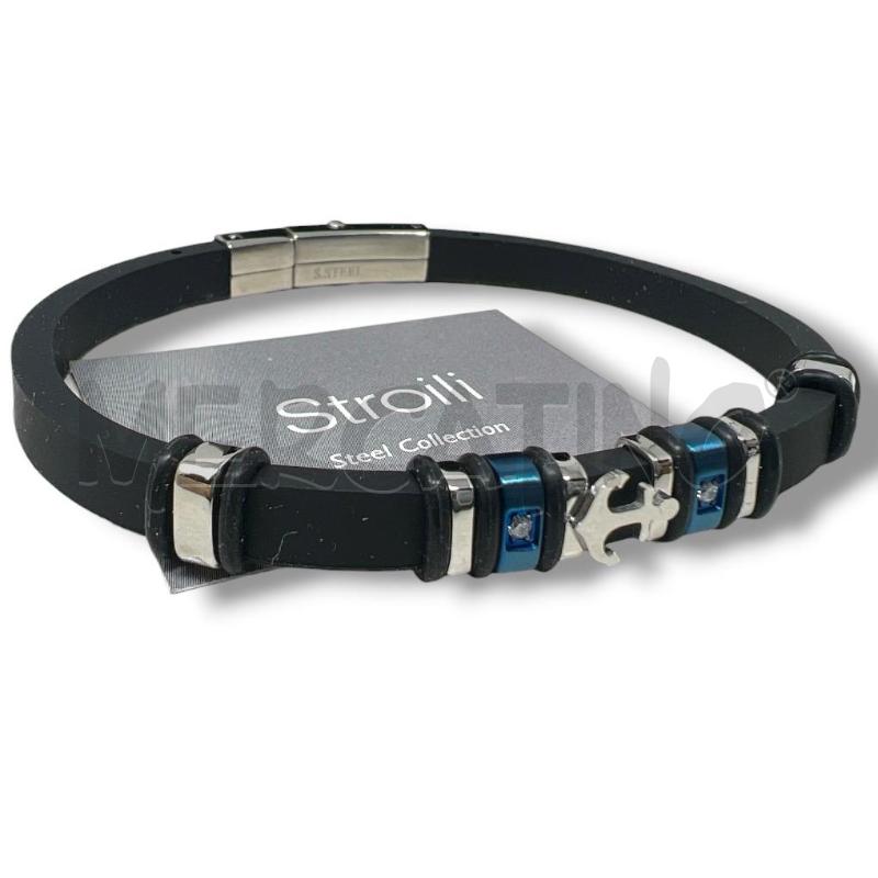 BRACCIALE UOMO STROILI GOMMA NERO ANCORA | Mercatino dell'Usato Rivoli 2