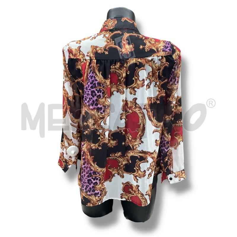 CAMICIA DONNA ALMAGORES FANTASIA VERSACE INSERTI ANIMALIER VIOLA PROFILO RICAMO DORATO | Mercatino dell'Usato Rivoli 2