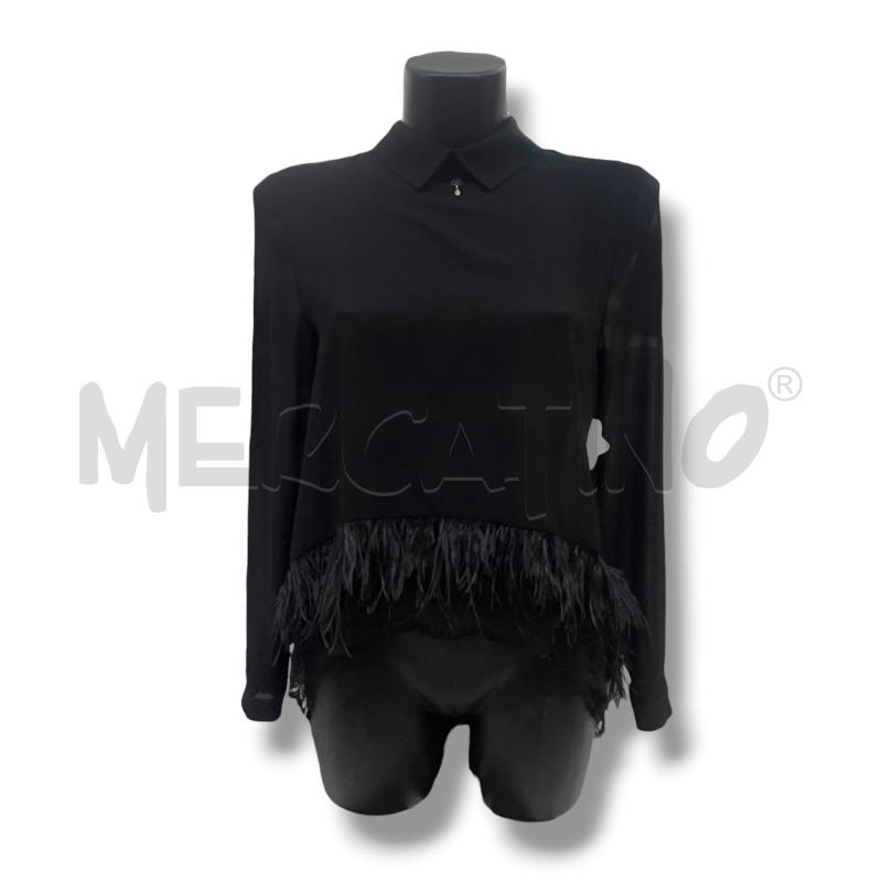 CAMICIA DONNA DIVEDIVINE NERA VELATA FONFO PIUME PIZZO | Mercatino dell'Usato Rivoli 1
