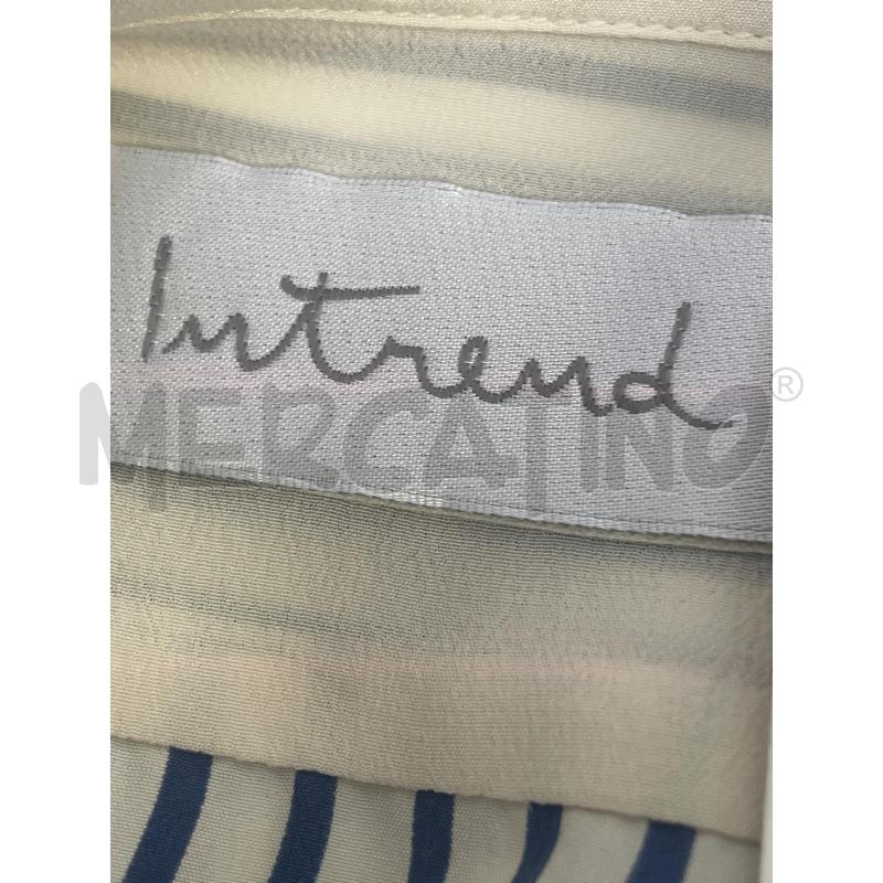 CAMICIA DONNA INTREND CREMA RIGHE BLU  | Mercatino dell'Usato Rivoli 3