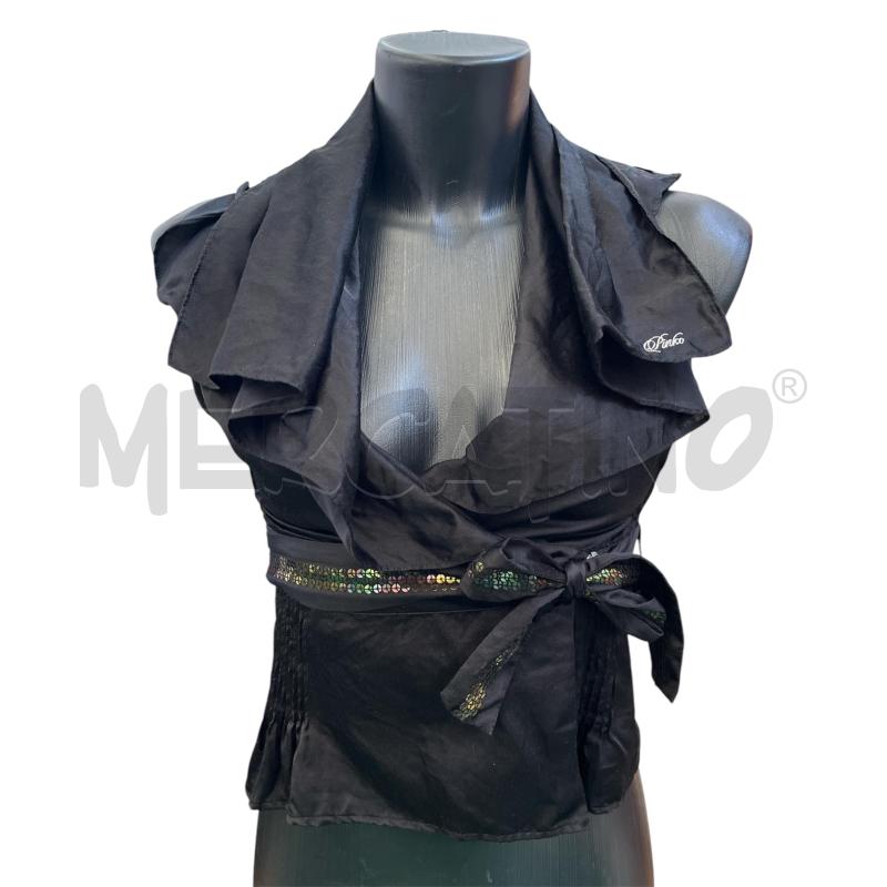 CAMICIA DONNA PINKO NERA SCOLLO VOULANT 45 SETA | Mercatino dell'Usato Rivoli 1