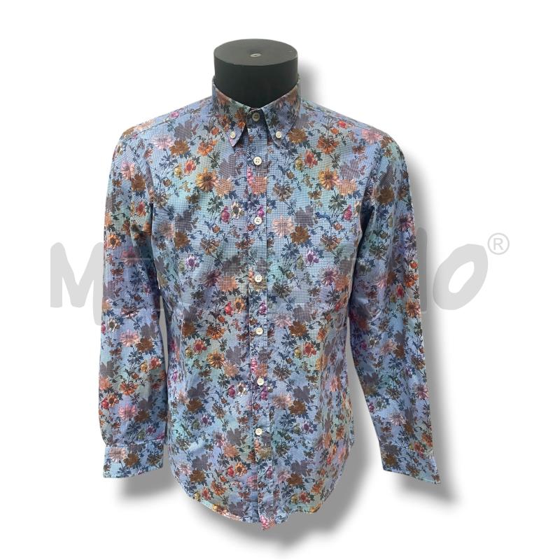 CAMICIA UOMO HARMONT & BLAINE FIORI QUADRETTI BLU | Mercatino dell'Usato Rivoli 1