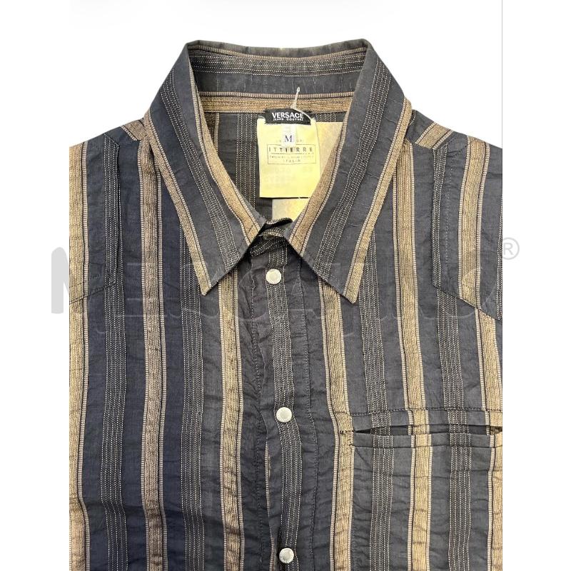 CAMICIA UOMO VERSACE JEANS COUTURE MARRONE RIGHE VINTAGE | Mercatino dell'Usato Rivoli 3