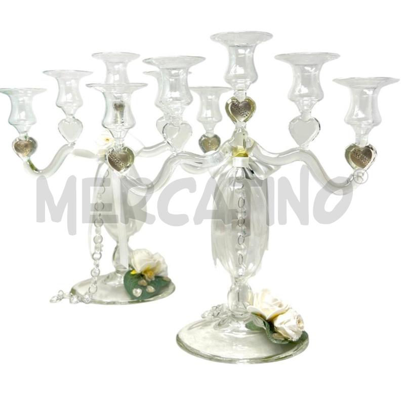CANDELABRO COPPIA VETRO 5 BRACCIA | Mercatino dell'Usato Rivoli 1