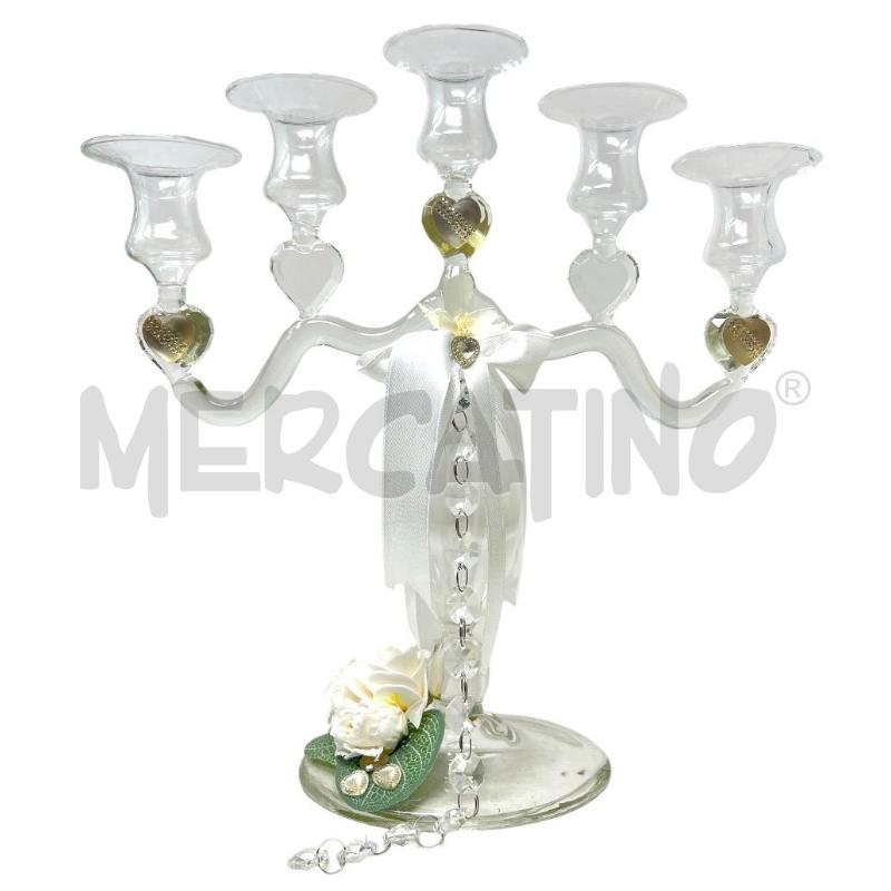 CANDELABRO COPPIA VETRO 5 BRACCIA | Mercatino dell'Usato Rivoli 2