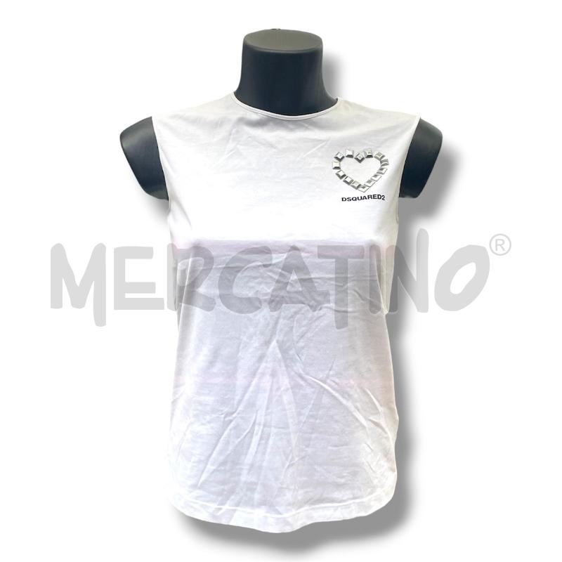 CANOTTA DONNA DSQUARED2 BIANCA CUORE BORCHIE | Mercatino dell'Usato Rivoli 1