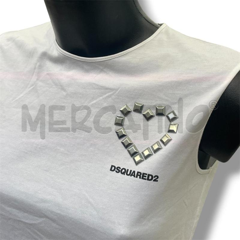 CANOTTA DONNA DSQUARED2 BIANCA CUORE BORCHIE | Mercatino dell'Usato Rivoli 2