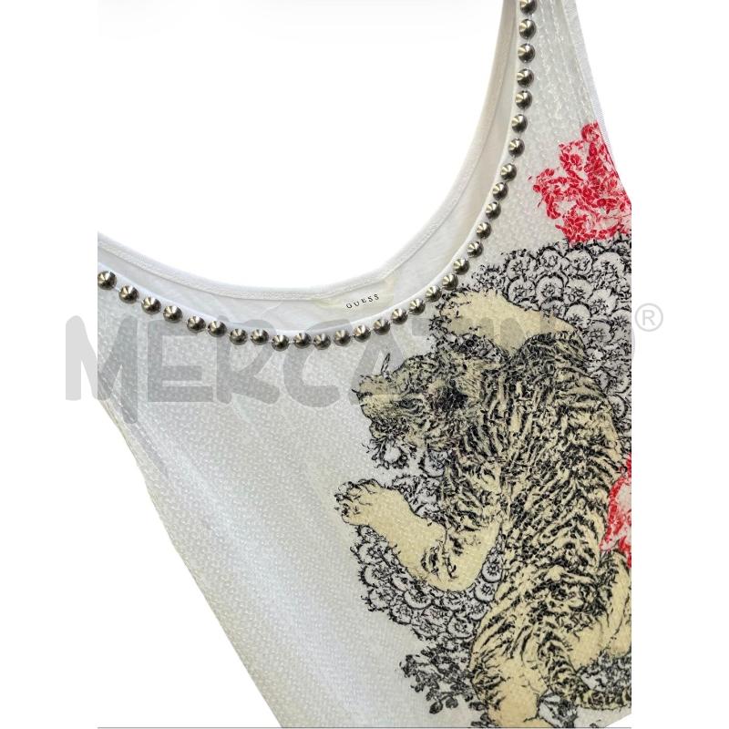 CANOTTA DONNA GUESS BIANCA PAILLETTES TIGRE | Mercatino dell'Usato Rivoli 3