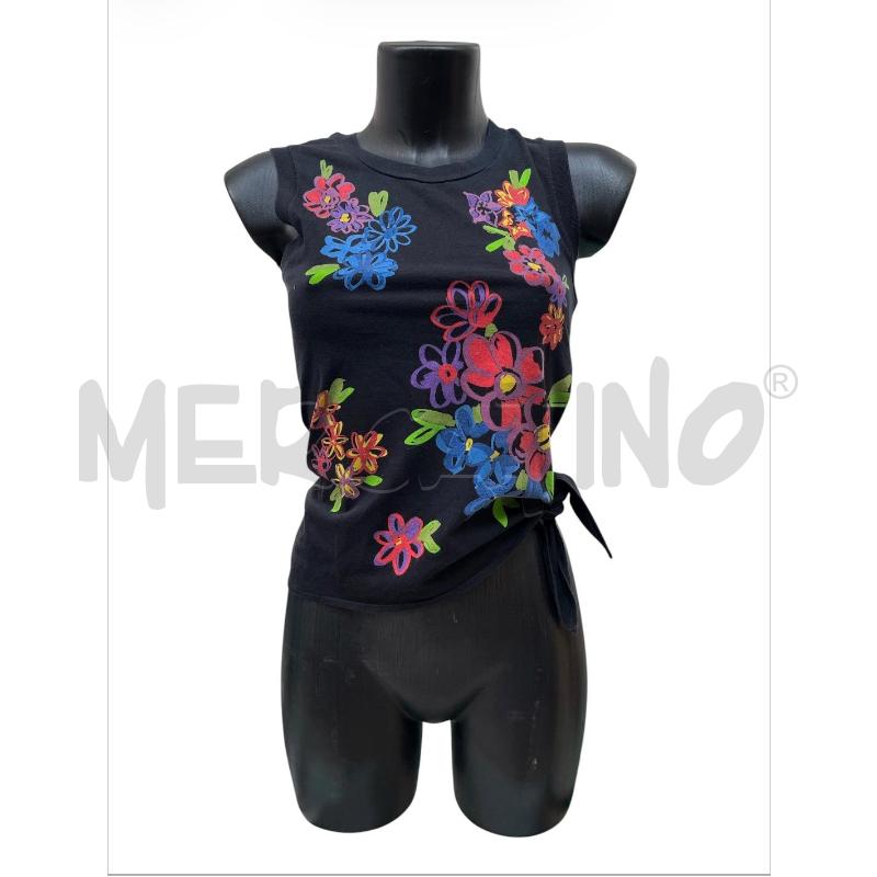 CANOTTA DONNA MOSCHINO JEANS NERA FIORI  | Mercatino dell'Usato Rivoli 1