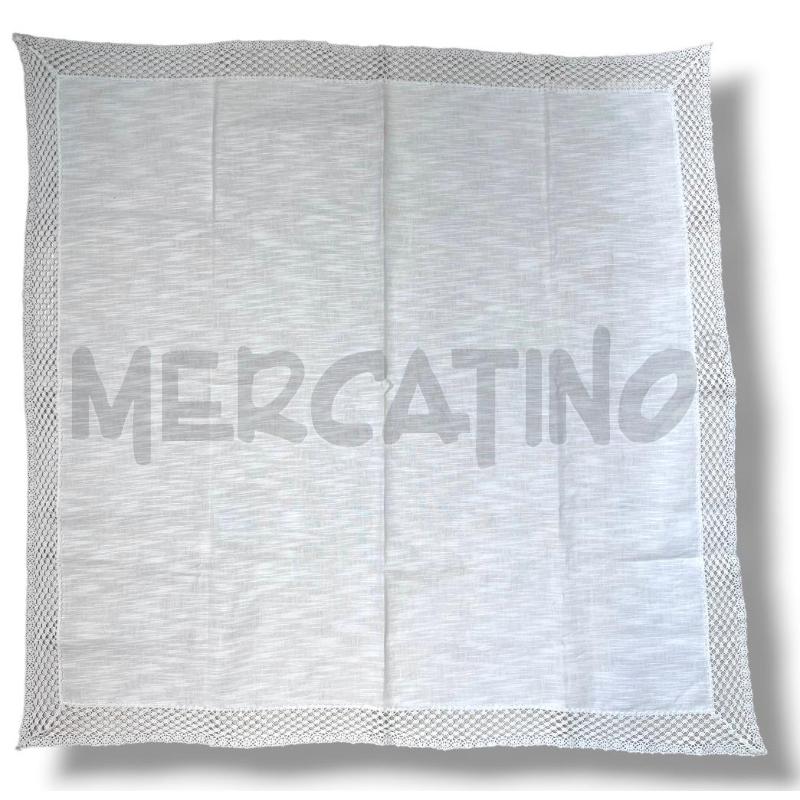 CENTRO TAVOLA LINO BIANCO BORDO RICAMATO 90 X 90 | Mercatino dell'Usato Rivoli 2