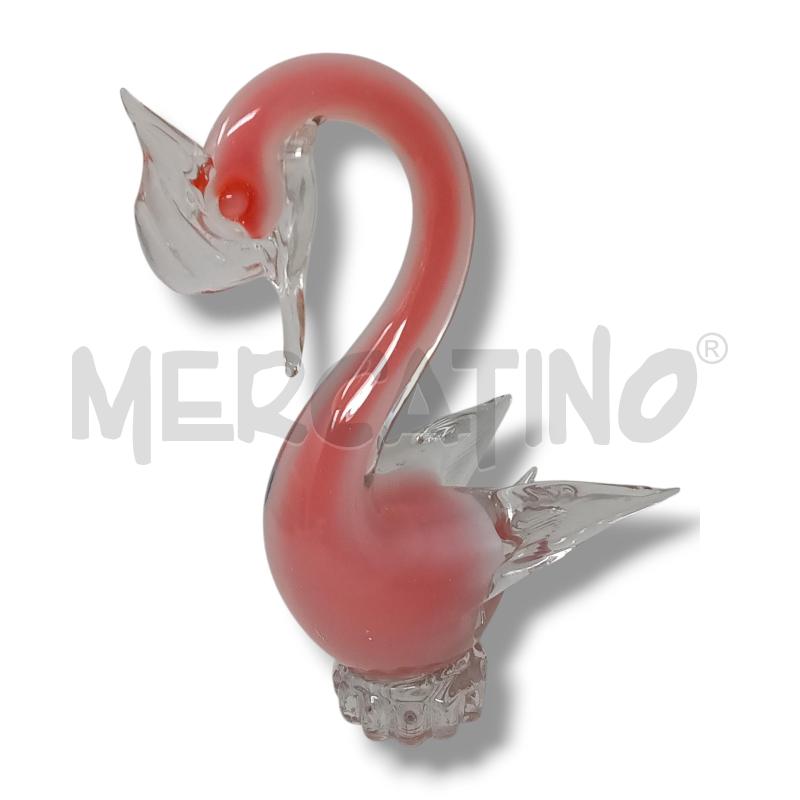 CIGNO IN VETRO MURANO OPALINO ROSA SFUMATO 25CM | Mercatino dell'Usato Rivoli 1
