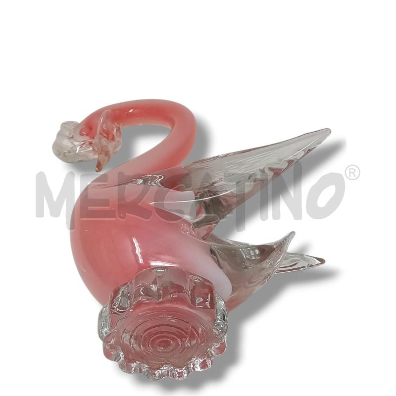CIGNO IN VETRO MURANO OPALINO ROSA SFUMATO 25CM | Mercatino dell'Usato Rivoli 3