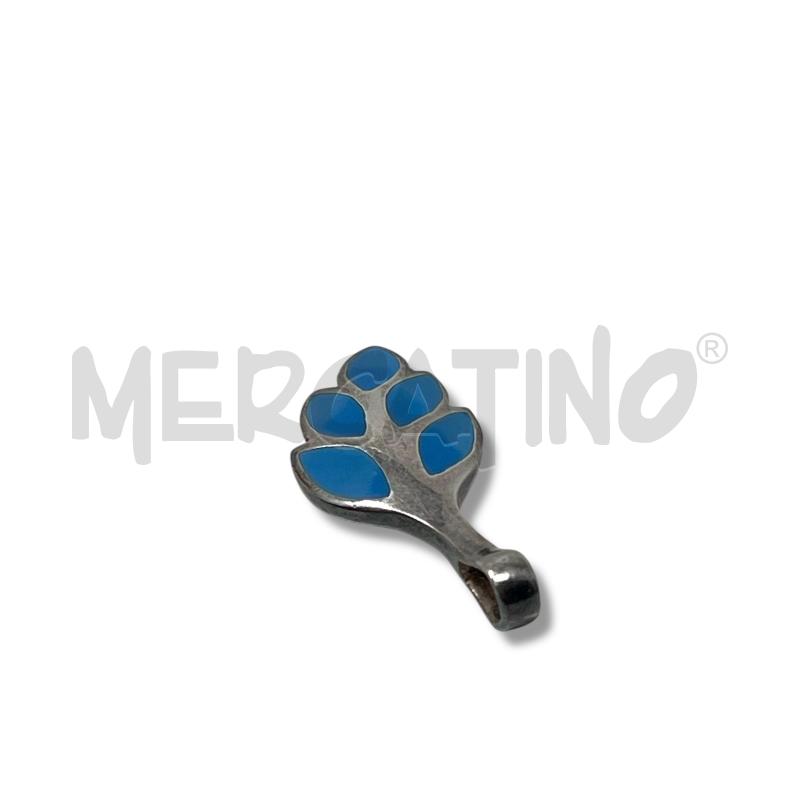 CIONDOLO ARGENTO 925 FOGLIA DETTAGLI AZZURRI  | Mercatino dell'Usato Rivoli 1