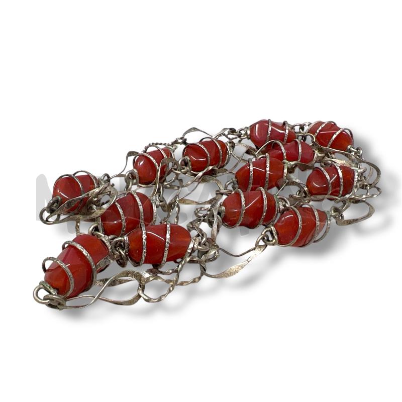 COLLANA 800 CATENA INFINITO PIETRE CORNIOLA 40CM | Mercatino dell'Usato Rivoli 2