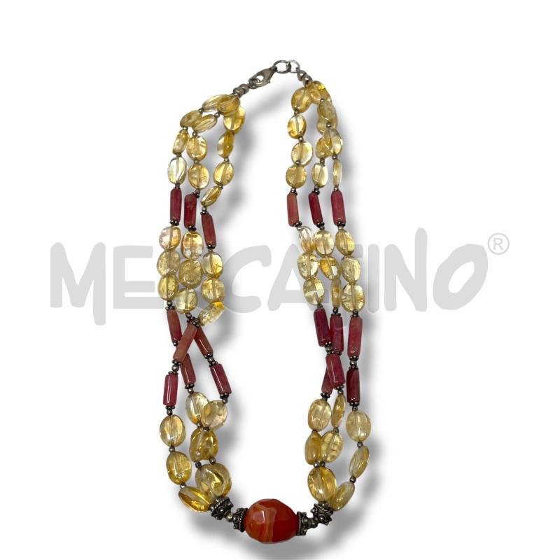 COLLANA ARG925 QUARZO CITRINO AGATA ROSSA E RUBINI | Mercatino dell'Usato Rivoli 2