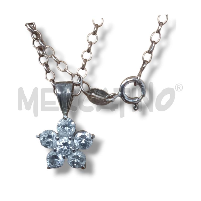 COLLANA ARG 925 LUNGA CIONDOLO FIORE STRASS | Mercatino dell'Usato Rivoli 1