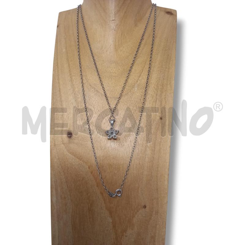 COLLANA ARG 925 LUNGA CIONDOLO FIORE STRASS | Mercatino dell'Usato Rivoli 3
