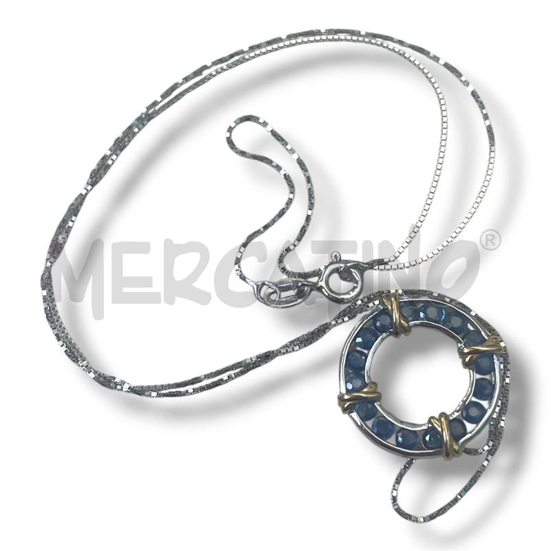 COLLANA JADE JEWELS ARG 925 CERCHIO PIETRE AZZURRE | Mercatino dell'Usato Rivoli 2