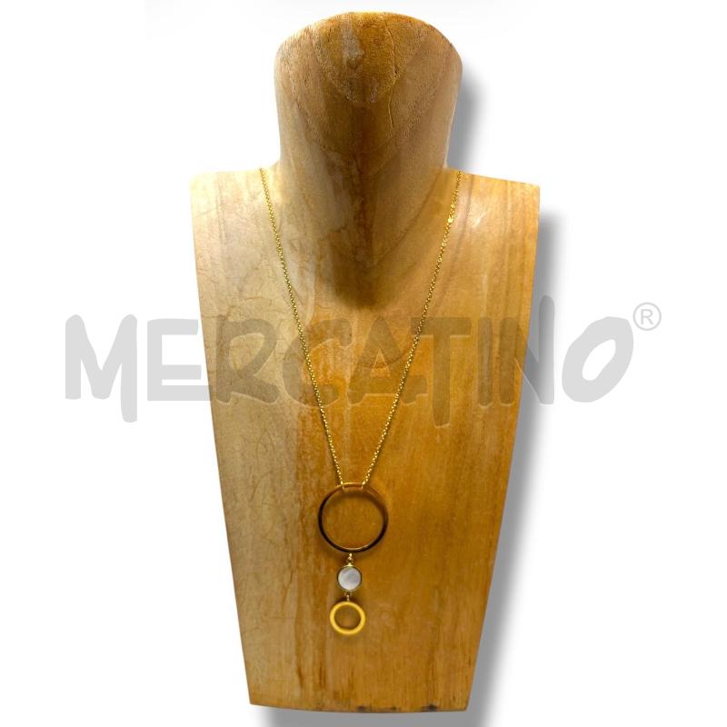 COLLANA MARLU ACCIAIO DORATA CERCHI NERO MADRE PERLA | Mercatino dell'Usato Rivoli 2