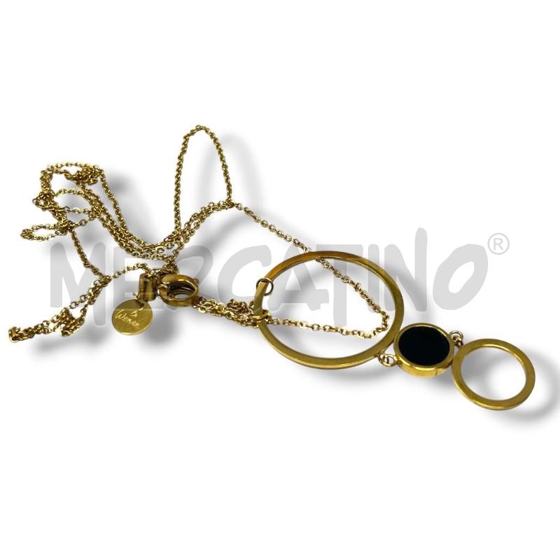 COLLANA MARLU ACCIAIO DORATA CERCHI NERO MADRE PERLA | Mercatino dell'Usato Rivoli 3