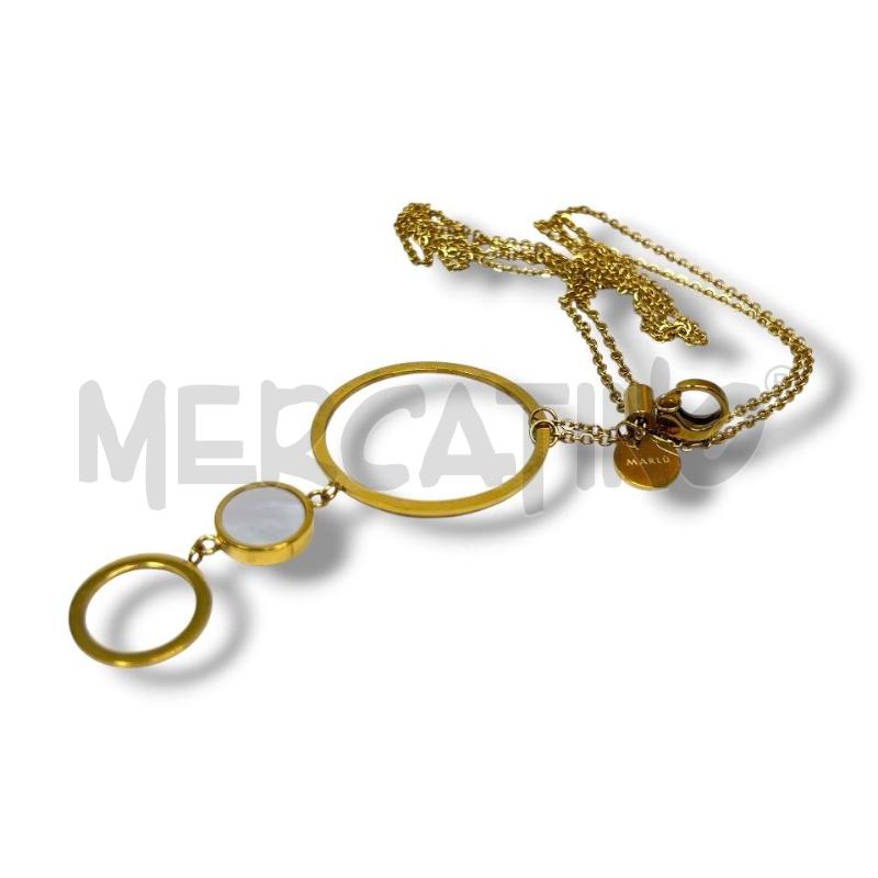 COLLANA MARLU ACCIAIO DORATA CERCHI NERO MADRE PERLA | Mercatino dell'Usato Rivoli 4