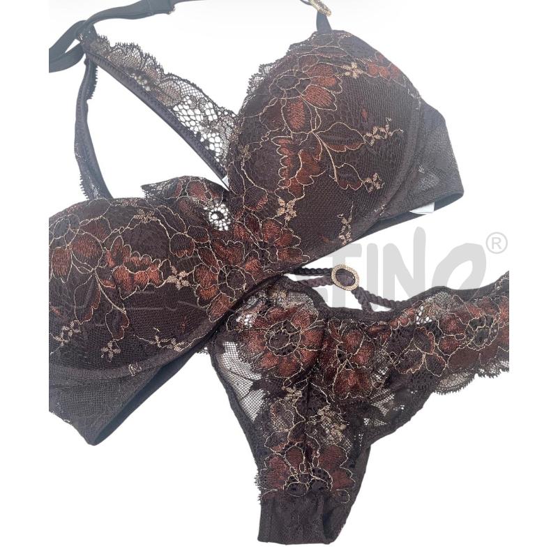 COMPLETO INTIMO INTIMISSIMI MARRONE PIZZO FILO LUREX | Mercatino dell'Usato Rivoli 3
