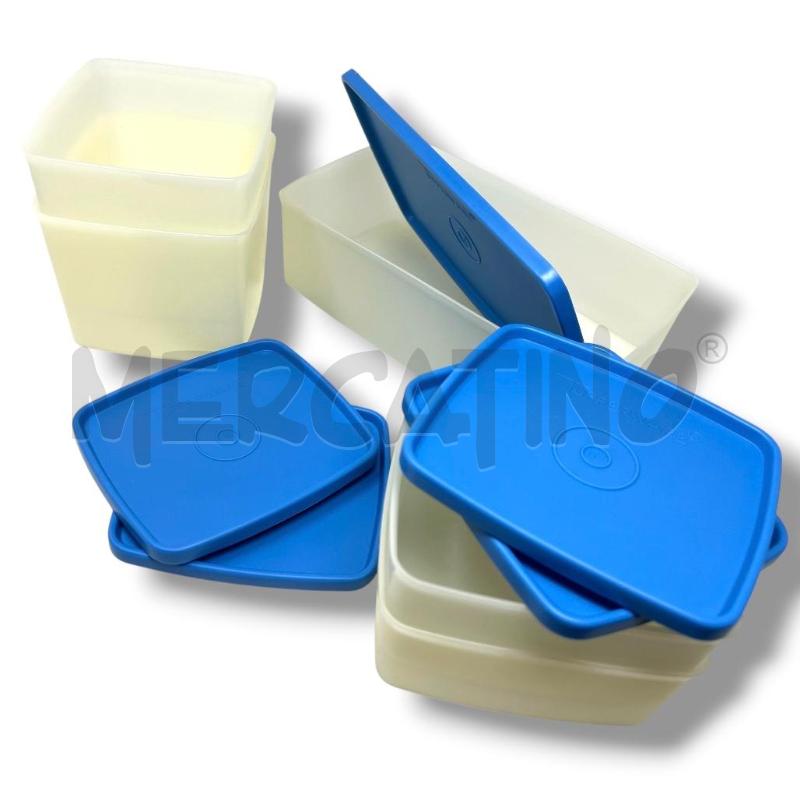 CONTENITORI TUPPERWARE 5 PZ. RETT QUADRATO TAPPO BLU | Mercatino dell'Usato Rivoli 1
