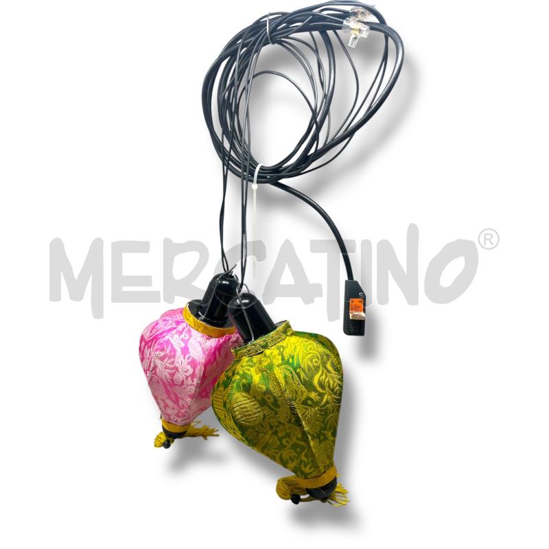COPPIA LAMPADE LANTERNE VIETNAM ROSA/GIALLO VERDE | Mercatino dell'Usato Rivoli 1