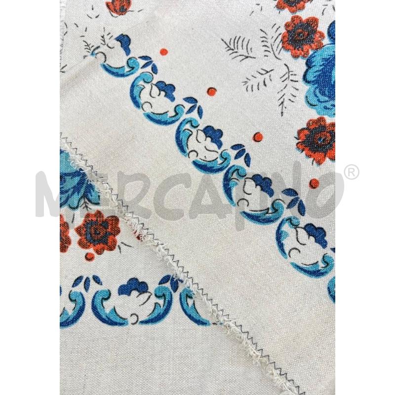 COPRI TAVOLO 215X120 FIORI BLU ROSSI COTONE GREZZO | Mercatino dell'Usato Rivoli 3
