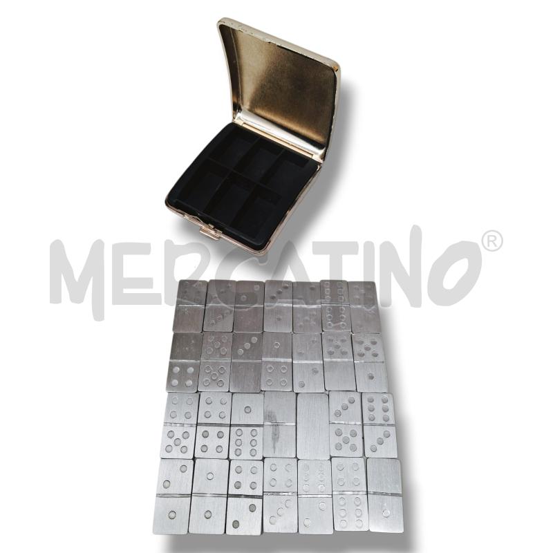 DOMINO IN MINIATURA 28 PZ IN SCATOLA METALLICA ARGENTATA | Mercatino dell'Usato Rivoli 2