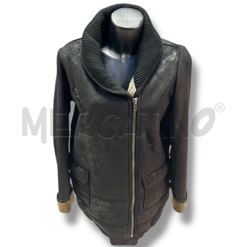 ECOMONTONE DONNA DESIGUAL NERO INTERNO ECOPELO BEIGE | Mercatino dell'Usato Rivoli 1